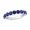 Thumbnail Image 1 of 3.5mm Blue Lab-Created Sapphire Nine Stone Band in Sterling Silver