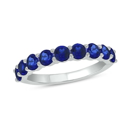 3.5mm Blue Lab-Created Sapphire Nine Stone Band in Sterling Silver