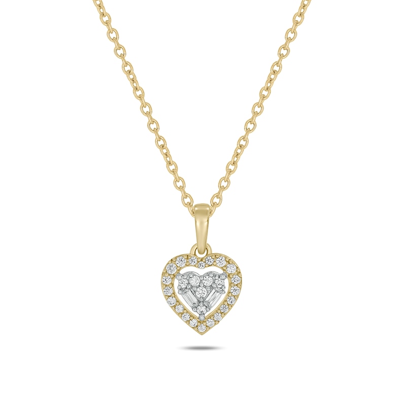 Main Image 1 of 1/6 CT. T.W. Multi-Diamond Heart Pendant in 10K Gold