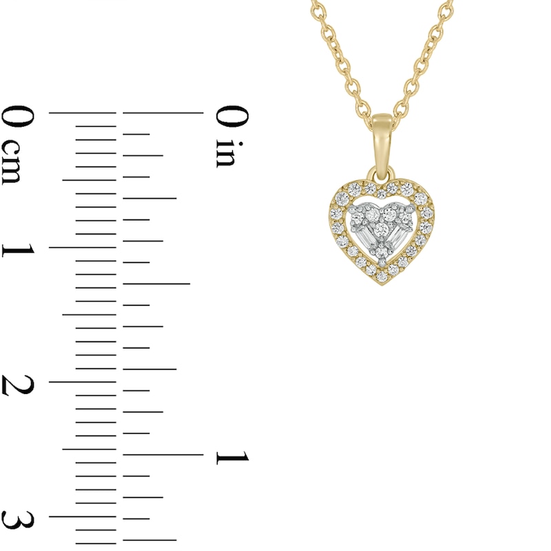 Main Image 2 of 1/6 CT. T.W. Multi-Diamond Heart Pendant in 10K Gold