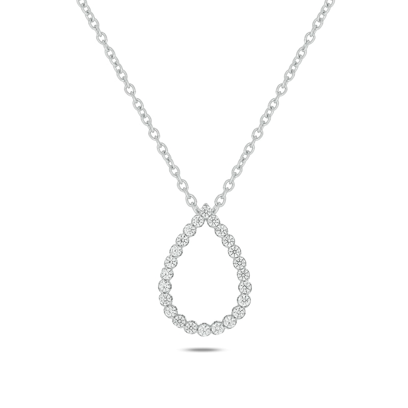 Main Image 1 of 1/2 CT. T.W. Diamond Teardrop Outline Pendant in 10K White Gold