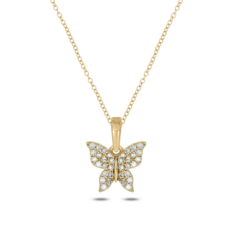 1/6 CT. T.W. Diamond Butterfly Pendant in 10K Gold