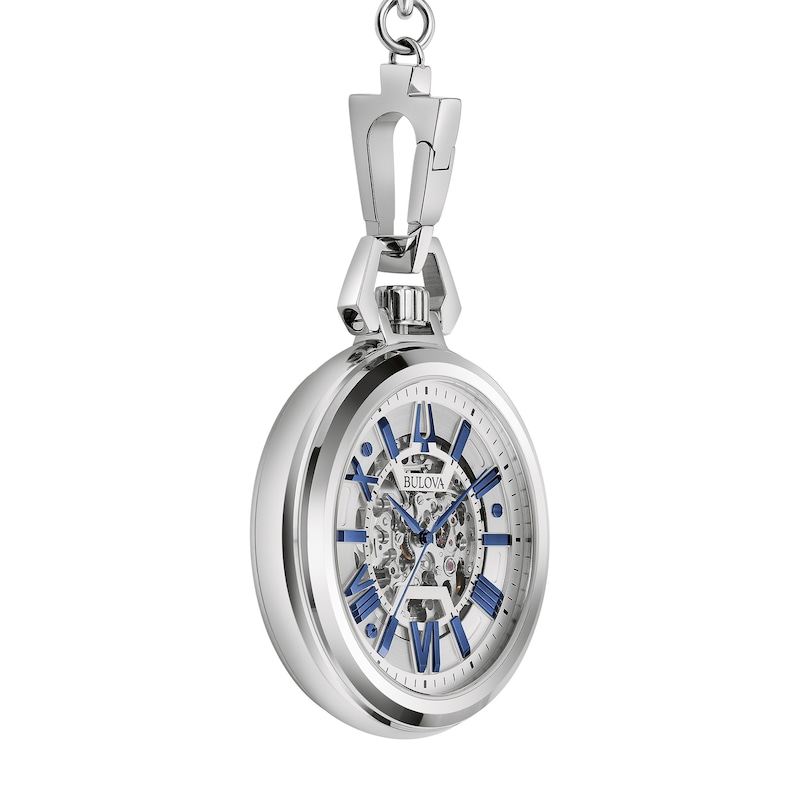 Main Image 2 of Men's Bulova Sutton Blue Accents Pocket Watch with Skeleton Dial (Model: 96A304)