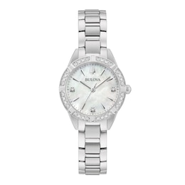 Ladies' Bulova Sutton 1/20 CT. T.W. Diamond Watch with Mother-of-Pearl Dial (Model: 96R253)