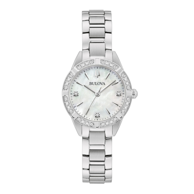 Main Image 1 of Ladies' Bulova Sutton 1/20 CT. T.W. Diamond Watch with Mother-of-Pearl Dial (Model: 96R253)