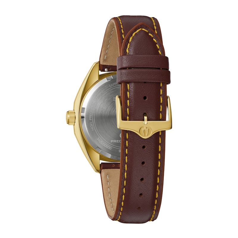 Men's Bulova Classic Gold-Tone Brown Leather Strap Watch with Gold-Tone Dial (Model: 97B214)