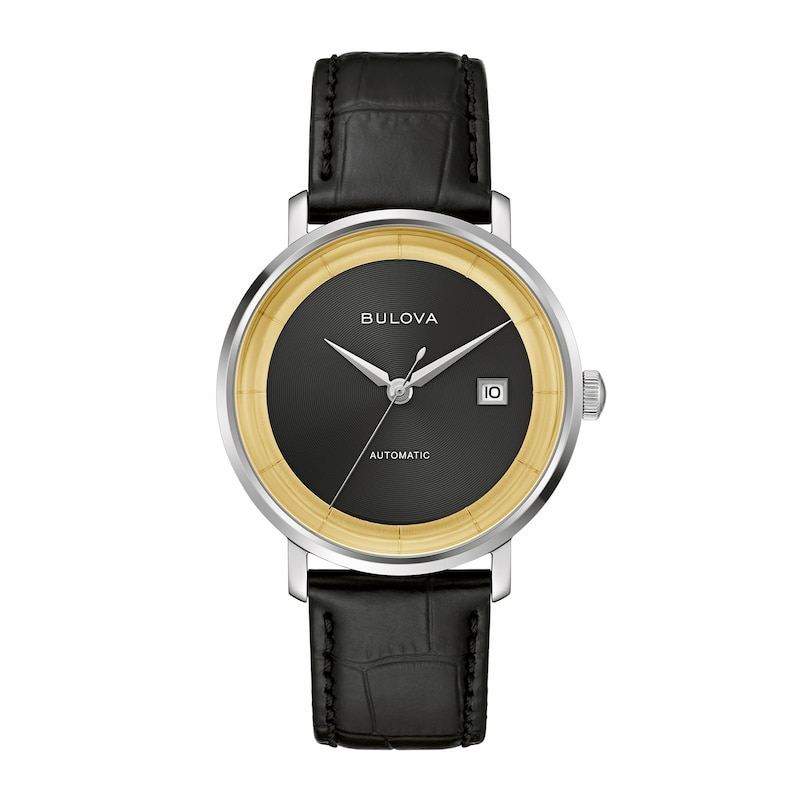 Main Image 1 of Men's Bulova Limited Edition Rat Pack Black Strap Watch with Gold-Tone and Black Dial (Model: 96B406)