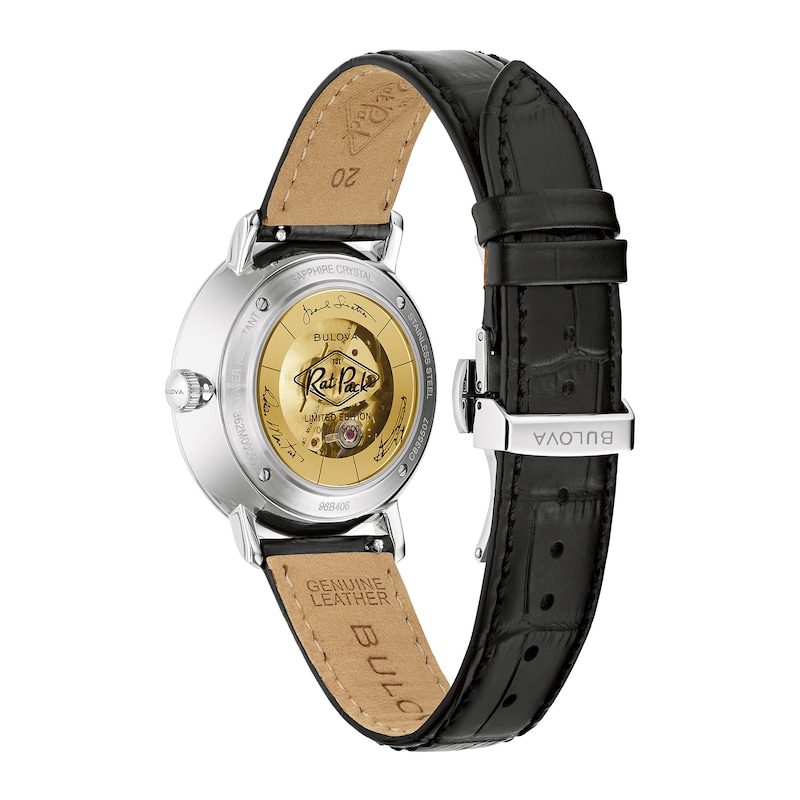 Main Image 3 of Men's Bulova Limited Edition Rat Pack Black Strap Watch with Gold-Tone and Black Dial (Model: 96B406)