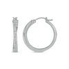 Thumbnail Image 1 of 1/2 CT. T.W. Diamond Double Row Criss-Cross Overlay Hoop Earrings in Sterling Silver