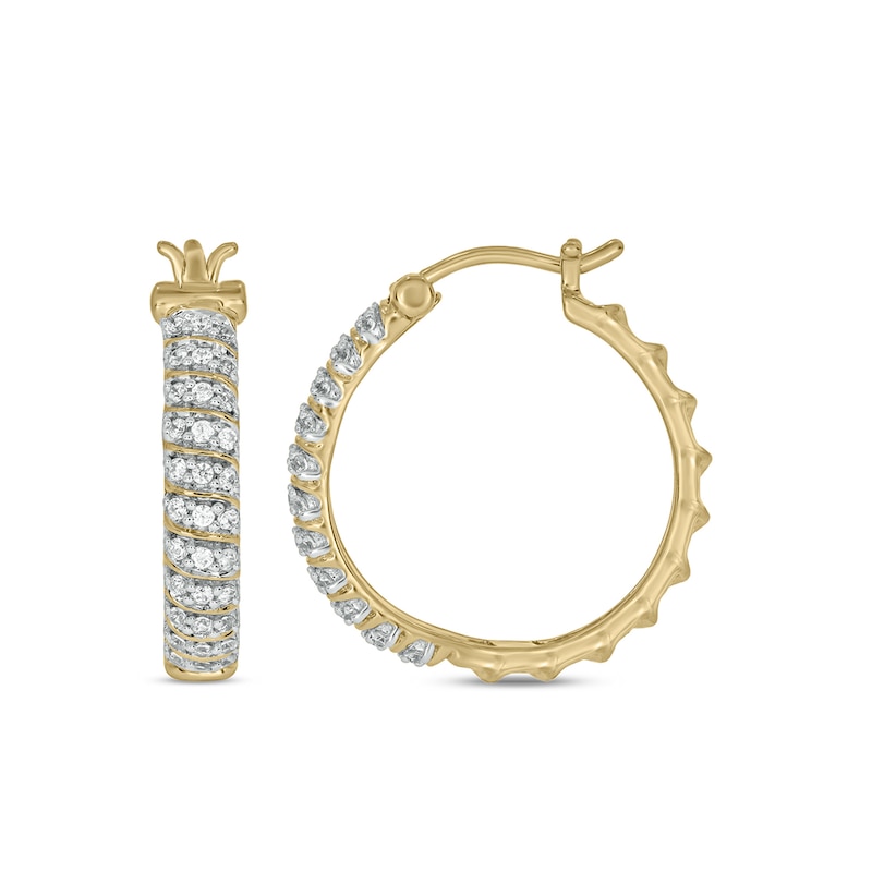 Main Image 1 of 1/2 CT. T.W. Diamond Cascading Hoop Earrings in Sterling Silver with 14K Gold Plate