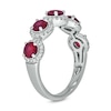 Thumbnail Image 2 of 4.0mm Lab-Created Ruby and 1/3 CT. T.W. Diamond Frame Five Stone Band in Sterling Silver