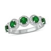 Thumbnail Image 1 of 4.0mm Lab-Created Emerald and 1/3 CT. T.W. Diamond Frame Five Stone Band in Sterling Silver