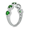 Thumbnail Image 2 of 4.0mm Lab-Created Emerald and 1/3 CT. T.W. Diamond Frame Five Stone Band in Sterling Silver