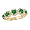 Thumbnail Image 1 of 4.0mm Lab-Created Emerald and 1/3 CT. T.W. Diamond Frame Five Stone Band in Sterling Silver with 14K Gold Plate