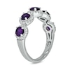 Thumbnail Image 2 of 4.0mm Amethyst and 1/3 CT. T.W. Diamond Frame Five Stone Band in Sterling Silver