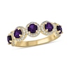 Thumbnail Image 0 of 4.0mm Amethyst and 1/3 CT. T.W. Diamond Frame Five Stone Band in Sterling Silver with 14K Gold Plate