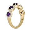 Thumbnail Image 1 of 4.0mm Amethyst and 1/3 CT. T.W. Diamond Frame Five Stone Band in Sterling Silver with 14K Gold Plate