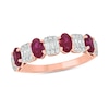 Thumbnail Image 1 of Alternating Oval Lab-Created Ruby and 1/3 CT. T.W. Emerald Multi-Diamond Band in 10K Rose Gold