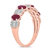 Thumbnail Image 2 of Alternating Oval Lab-Created Ruby and 1/3 CT. T.W. Emerald Multi-Diamond Band in 10K Rose Gold