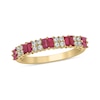 Thumbnail Image 1 of Alternating Baguette-Cut Lab-Created Ruby and 1/5 CT. T.W. Quad Diamond Band in 10K Gold