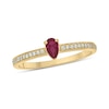 Thumbnail Image 1 of Pear-Shaped Lab-Created Ruby and 1/10 CT. T.W. Diamond Ring in Sterling Silver with 14K Gold Plate