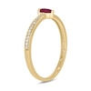 Thumbnail Image 2 of Pear-Shaped Lab-Created Ruby and 1/10 CT. T.W. Diamond Ring in Sterling Silver with 14K Gold Plate