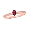 Pear-Shaped Lab-Created Ruby And 1/10 CT. T.W. Diamond Ring In Sterling Silver With 14K Rose Gold Plate