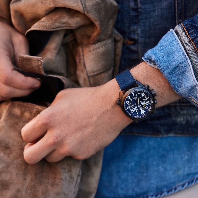 Main Image 5 of Men's Citizen Eco-Drive® Promaster Dive Dark Blue Super Titanium™ Strap Watch with Blue Dial (Model: BN4065-07L)