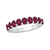 Thumbnail Image 1 of Oval Lab-Created Ruby Nine Stone Band in Sterling Silver