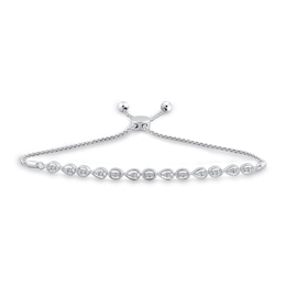 1/5 CT. T.W. Pear and Oval Multi-Diamond Alternating Bolo Bracelet in Sterling Silver - 9.5&quot;