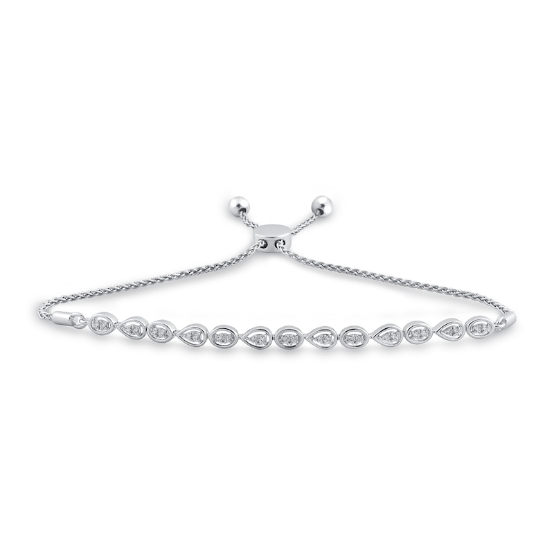 Main Image 1 of 1/5 CT. T.W. Pear and Oval Multi-Diamond Alternating Bolo Bracelet in Sterling Silver - 9.5&quot;