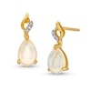 Pear-Shaped Opal And Diamond Accent Flame Drop Earrings In 10K Gold