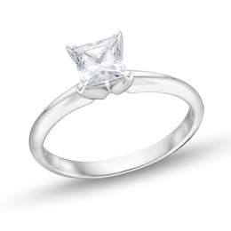 1 CT. Princess-Cut Certified Lab-Created Diamond Solitaire Engagement Ring in 14K White Gold (I/SI2)