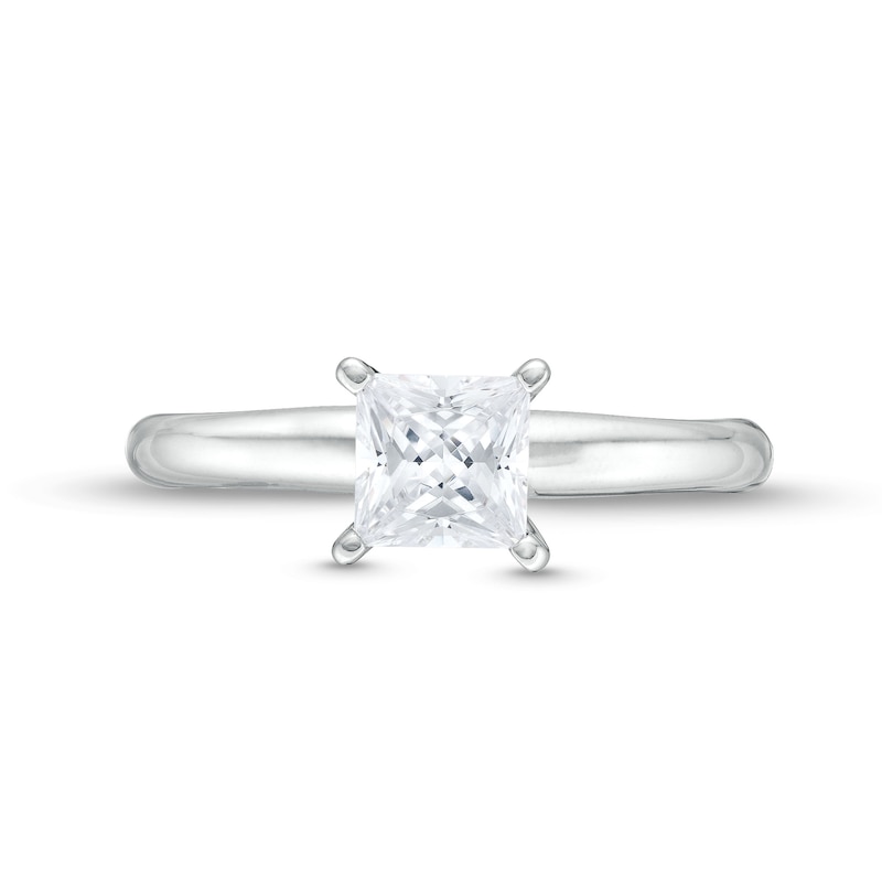 1 CT. Princess-Cut Certified Lab-Created Diamond Solitaire Engagement Ring in 14K White Gold (I/SI2)