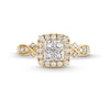 Thumbnail Image 4 of 1 CT. T.W. Quad Princess-Cut Diamond Cushion-Shaped Frame Twist Shank Engagement Ring in 14K Gold