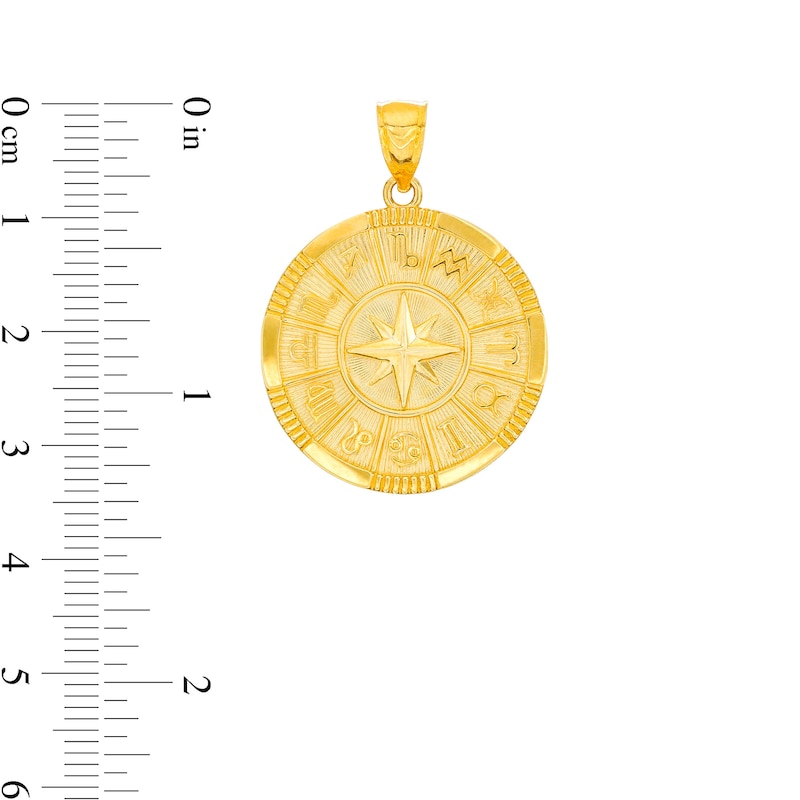 Main Image 2 of Zodiac Signs Chart Disc Necklace Charm in Solid 10K Gold