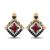 Thumbnail Image 1 of Enchanted Disney Villains Evil Queen Garnet and 1/4 CT. T.W. Diamond Stud Earrings in Sterling Silver and 10K Gold