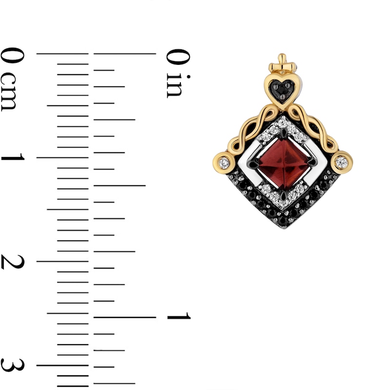 Enchanted Disney Villains Evil Queen Garnet and 1/4 CT. T.W. Diamond Stud Earrings in Sterling Silver and 10K Gold