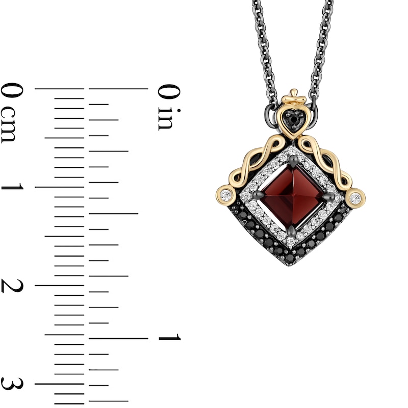 Main Image 3 of Enchanted Disney Villains Evil Queen Garnet and 1/5 CT. T.W. Diamond Square Pendant in Sterling Silver and 10K Gold