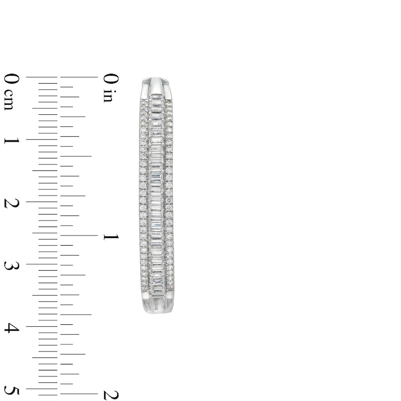 Main Image 3 of 3 CT. T.W. Baguette-Cut Lab-Created Diamond Inside-Out Hoop Earrings in 10K White Gold (I/I1)