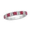 Thumbnail Image 1 of Alternating Lab-Created Ruby and 1/5 CT. T.W. Quad Diamond Band in 10K White Gold