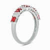 Thumbnail Image 2 of Alternating Lab-Created Ruby and 1/5 CT. T.W. Quad Diamond Band in 10K White Gold