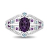 Thumbnail Image 4 of Enchanted Disney Wish Oval Amethyst, Blue Topaz and 1/6 CT. T.W. Diamond Ring in Sterling Silver - Size 7