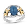 Thumbnail Image 0 of Enchanted Disney Wish Oval Blue Opal and 1/5 CT. T.W. Diamond Stars Ring in Sterling Silver and 10K Gold