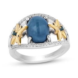 Enchanted Disney Wish Oval Blue Opal and 1/5 CT. T.W. Diamond Stars Ring in Sterling Silver and 10K Gold