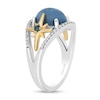 Thumbnail Image 1 of Enchanted Disney Wish Oval Blue Opal and 1/5 CT. T.W. Diamond Stars Ring in Sterling Silver and 10K Gold