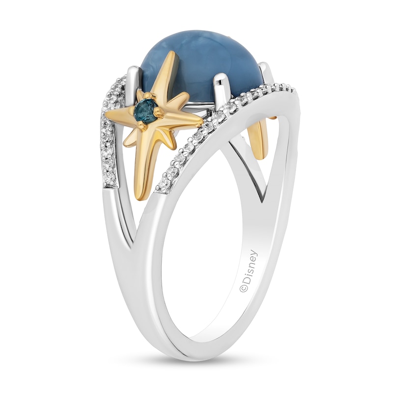 Main Image 2 of Enchanted Disney Wish Oval Blue Opal and 1/5 CT. T.W. Diamond Stars Ring in Sterling Silver and 10K Gold