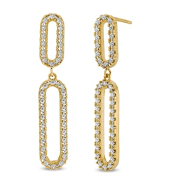 Diamond-Cut Paper Clip Double Drop Earrings in 14K Two-Tone Gold