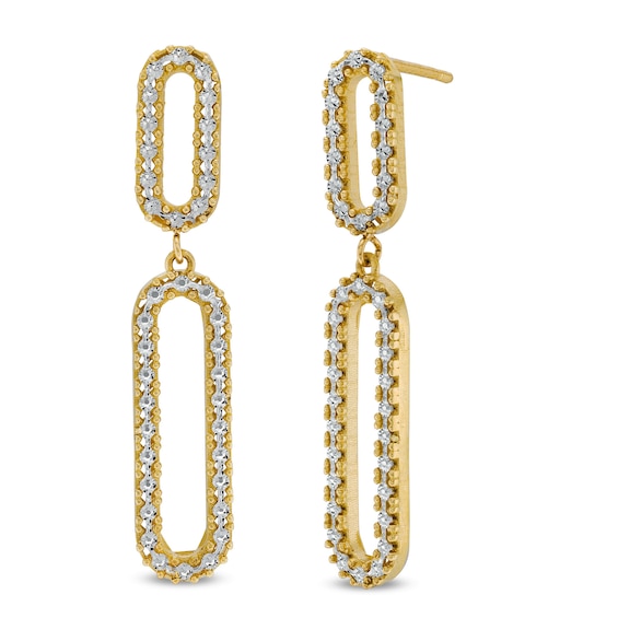 Diamond-Cut Paper Clip Double Drop Earrings In 14K Two-Tone Gold