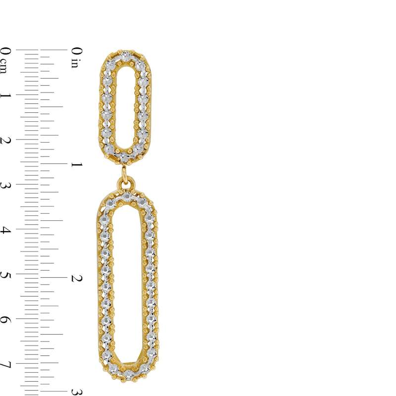 Main Image 3 of Diamond-Cut Paper Clip Double Drop Earrings in 14K Two-Tone Gold